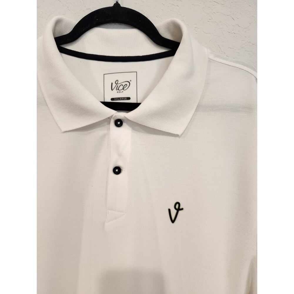 ⛳ Vice Golf Men’s Polo Shirt 3XL White Performance Golf Polo – Lightweight...